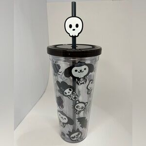 Hello Kitty & Friends Halloween Skeleton Plastic Tumbler 24oz W/ Straw Topper